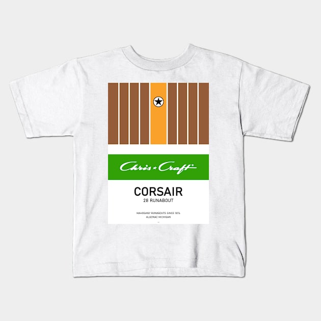 Chris Craft Corsair Motorboat Kids T-Shirt by PB Mary